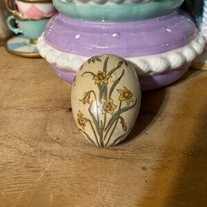 Vintage Hand Decorated Floral Ceramic Egg Trinket Box Courthampton